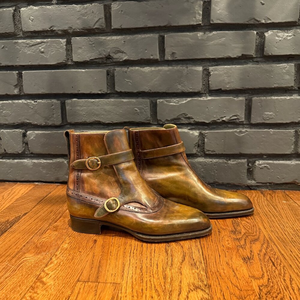 Berluti Paris Atelier Sur Mesure Monk Strap Wing Tip Style Ankle Boots Fits 7 - Picture 3 of 10